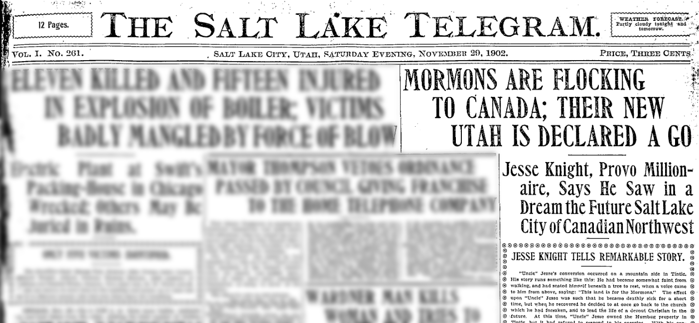 The Economic Opportunity Period of Mormon Settlement in Canada – 1901-1917